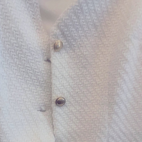 BeBop Ivory Textured V-neck Vest Style Mini Dress (Medium) with Gold Buttons - Picture 5 of 10